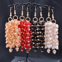 Pendiente colgante de cobre con los diamantes de imitación , metal, con diamantes de imitación, chapado en oro real, para mujer, más colores para la opción, 80mm, Vendido por Par