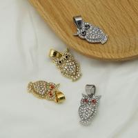 Cubic Zirconia Stainless Steel Pendant, 316L Stainless Steel, Owl, Vacuum Ion Plating, fashion jewelry & Unisex & micro pave cubic zirconia 