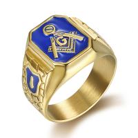 Anillo de dedo de acero Titanium de, Partículas de acero, chapado en color dorado, diverso tamaño para la opción & para hombre & pegamento de gota, dorado, 13.5x18.5mm, Vendido por UD