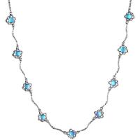 Collier de bijoux de titane, Acier titane, avec Opaline & alliage de zinc, avec 6cm chaînes de rallonge, Placage de couleur argentée, bijoux de mode & pour femme cm, Vendu par PC