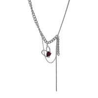 Collar de la joyería de titanio, Partículas de acero, con Taladro de vidrio & aleación de zinc, con 5cm extender cadena, Corazón, chapado en color de plata, para mujer, plateado, longitud:38.5 cm, Vendido por UD