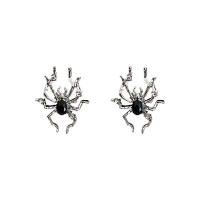 Zinc alliage strass Stud Earring, alliage de zinc, avec Perceuse à eau en verre, araignée, Placage de couleur argentée, bijoux de mode & styles différents pour le choix & pour femme, argent Vendu par paire