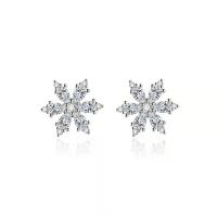 Cubic Zirconia Micro Pave Brass Earring, Snowflake, platinum plated, micro pave cubic zirconia & for woman 