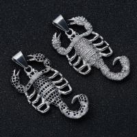 Rhinestone Stainless Steel Pendants, 316L Stainless Steel, Scorpion, Vacuum Ion Plating, fashion jewelry & Unisex & with rhinestone 