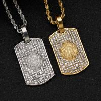 Rhinestone Stainless Steel Pendants, 316L Stainless Steel, Vacuum Ion Plating, fashion jewelry & Unisex & with rhinestone 