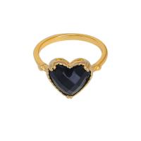 Rhinestone Brass Finger Ring, with acrylic rhinestone, Heart, plated, fashion jewelry & for woman 