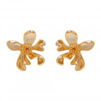 Brass Stud Earring, Flower, gold color plated, fashion jewelry & for woman, golden 