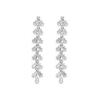 Cubic Zirconia Micro Pave Brass Earring, platinum color plated, fashion jewelry & micro pave cubic zirconia & for woman, clear 