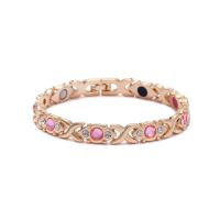 Zinc Alloy Rhinestone Bracelets, Flower, plated, for woman & with rhinestone Approx 7.87 Inch 