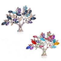 Broche de diamantes de imitación de la aleación de Zinc, Árbol, chapado en color de plata, para mujer & con diamantes de imitación, más colores para la opción, 60x45mm, Vendido por UD