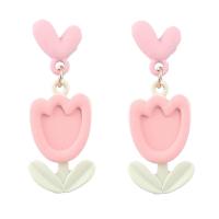 Zinc Alloy Drop Earring, Tulip, painted, fashion jewelry & for woman 