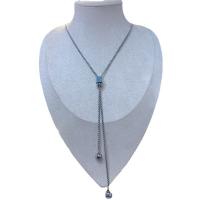 Chaîne en alliage de zinc de fer Collier Pull, Placage, bijoux de mode & pour femme, argent Environ 23.6 pouce, Vendu par PC