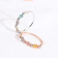 Cubic Zirconia Micro Pave Brass Finger Ring, Flower, plated, micro pave cubic zirconia & for woman & enamel US Ring .5-8.5 