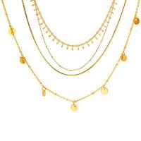 Collier de mode Multi couche, Acier titane, Plaqué d'or 14K, bijoux de mode & pour femme, plus de couleurs à choisir, Vendu par PC