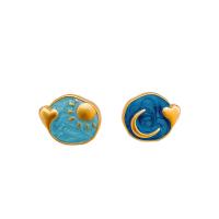 Brass Stud Earring, fashion jewelry & for woman & enamel 