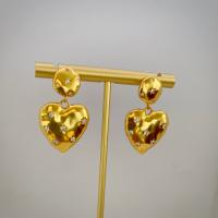 Cubic Zirconia Micro Pave Brass Earring, Heart, gold color plated, fashion jewelry & micro pave cubic zirconia & for woman 