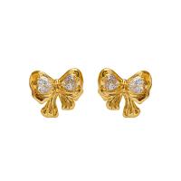 Cubic Zirconia Micro Pave Brass Earring, Bowknot, fashion jewelry & micro pave cubic zirconia & for woman 