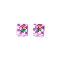 Painted Acrylic Beads, Cube, brushwork, DIY 