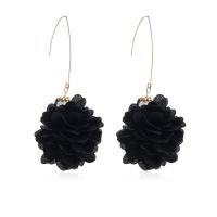 Fashion Create Jewelry Earring, Cloth, with Zinc Alloy, Flower, gold color plated, fashion jewelry & for woman, black 