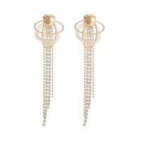 Fashion Fringe Earrings, Zinc Alloy, gold color plated, fashion jewelry & for woman & with rhinestone, golden 