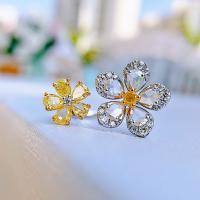 Cubic Zirconia Micro Pave Brass Finger Ring, Flower, plated, adjustable & micro pave cubic zirconia & for woman, US Ring 