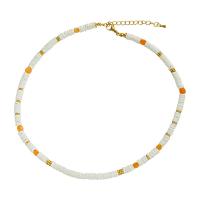 Collier de coquillages, coquille, avec Acier inoxydable 304, avec 5cm chaînes de rallonge, Plaqué d'or, bijoux de mode & pour femme Environ 44 cm, Vendu par PC