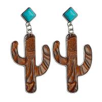 Fashion Create Jewelry Earring, Zinc Alloy, with turquoise & Cowhide, fashion jewelry 70mm 