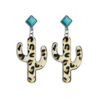 Fashion Create Jewelry Earring, Zinc Alloy, with turquoise & Cowhide, fashion jewelry 70mm 