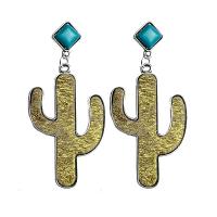 Fashion Create Jewelry Earring, Zinc Alloy, with turquoise & Cowhide, fashion jewelry 70mm 