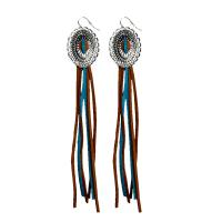 Fashion Tassel Earring, Zinc Alloy, with Velveteen, fashion jewelry 180mm 