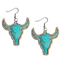 Fashion Create Jewelry Earring, Zinc Alloy, with Cowhide, fashion jewelry & for woman & with rhinestone 67mm 