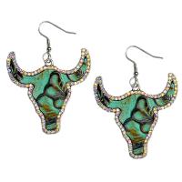 Fashion Create Jewelry Earring, Zinc Alloy, with Cowhide, fashion jewelry & for woman & with rhinestone 67mm 