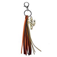 Leather Key Chains, Zinc Alloy, with Microfiber PU & Cowhide, plated, fashion jewelry & for woman 220mm 