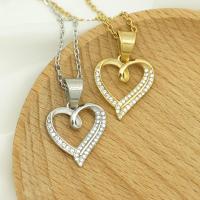 Rhinestone Stainless Steel Pendants, 316L Stainless Steel, Heart, Vacuum Ion Plating, fashion jewelry & for woman & with rhinestone 