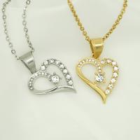 Rhinestone Stainless Steel Pendants, 316L Stainless Steel, Heart, Vacuum Ion Plating, fashion jewelry & for woman & with rhinestone 