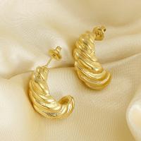 Boucles d'oreilles en acier titane, Plaqué or 18K, bijoux de mode & pour femme, doré, 24mm, Vendu par paire