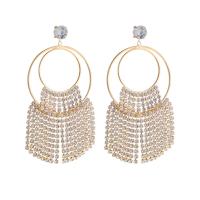 Fashion Fringe Earrings, Zinc Alloy, gold color plated, fashion jewelry & for woman & with rhinestone, golden 