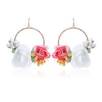 Fashion Create Jewelry Earring, Cloth, with Zinc Alloy, Flower, gold color plated, fashion jewelry & for woman 