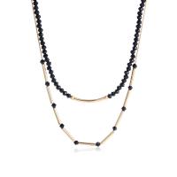 Collier de mode Multi couche, cristal, avec alliage de zinc, avec 7cm chaînes de rallonge, Placage de couleur d'or, Double couche & bijoux de mode & pour femme, noir cm, 40.3 cm, Vendu par PC