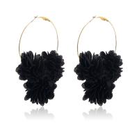 Fashion Create Jewelry Earring, Cloth, with Zinc Alloy, Flower, gold color plated, fashion jewelry & for woman 