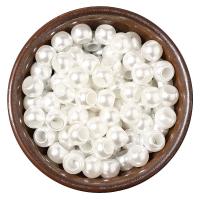 ABS Plastic Beads, Flat Round, DIY white 