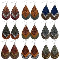 Fashion Create Jewelry Earring, Synthetic Leather, with Zinc Alloy, Teardrop, printing, for woman & leopard pattern 