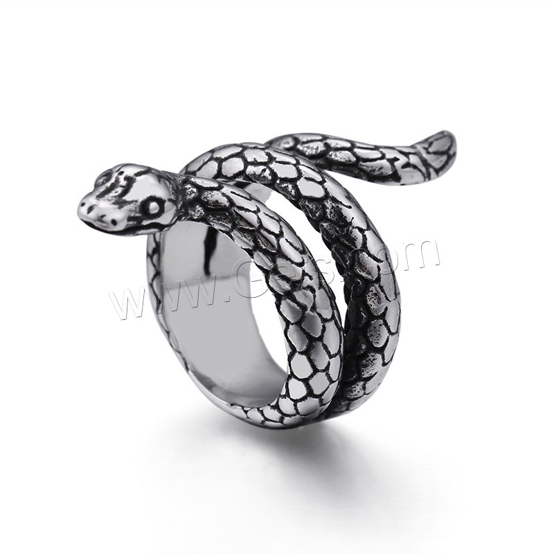 Anillo de dedo de acero Titanium de, Partículas de acero, Serpiente, Galvanoplastia al vacío, diverso tamaño para la opción & para hombre, más colores para la opción, Vendido por UD