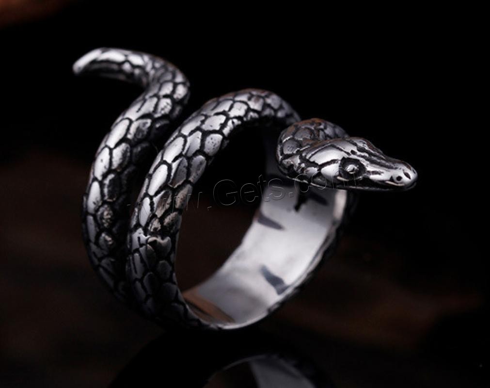 Anillo de dedo de acero Titanium de, Partículas de acero, Serpiente, Galvanoplastia al vacío, diverso tamaño para la opción & para hombre, más colores para la opción, Vendido por UD