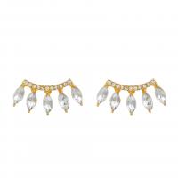 Zinc Alloy Stud Earring, plated, fashion jewelry & micro pave cubic zirconia & for woman 