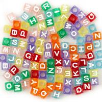 Acryl Alphabet Perlen, Würfel, DIY & verschiedene Größen vorhanden, keine, Bohrung:ca. 3.9mm, 100PCs/Tasche, verkauft von Tasche