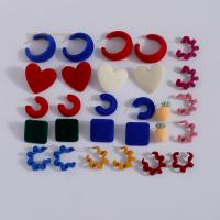 Acrylic Stud Earring, Flocking Fabric, with Zinc Alloy & Acrylic, fashion jewelry & for woman 