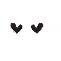 Brass Stud Earring, Heart, gold color plated, fashion jewelry & for woman & enamel 