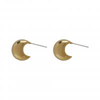 Brass Stud Earring, Moon, plated, fashion jewelry & for woman 