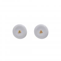 Brass Stud Earring, Flat Round, gold color plated, fashion jewelry & for woman & enamel, white 